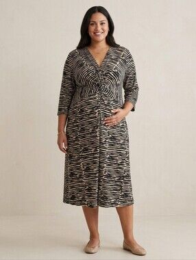 Seraphine Curve NWT Women's Maternity Size 22 Jersey Knot Zebra Print Dress